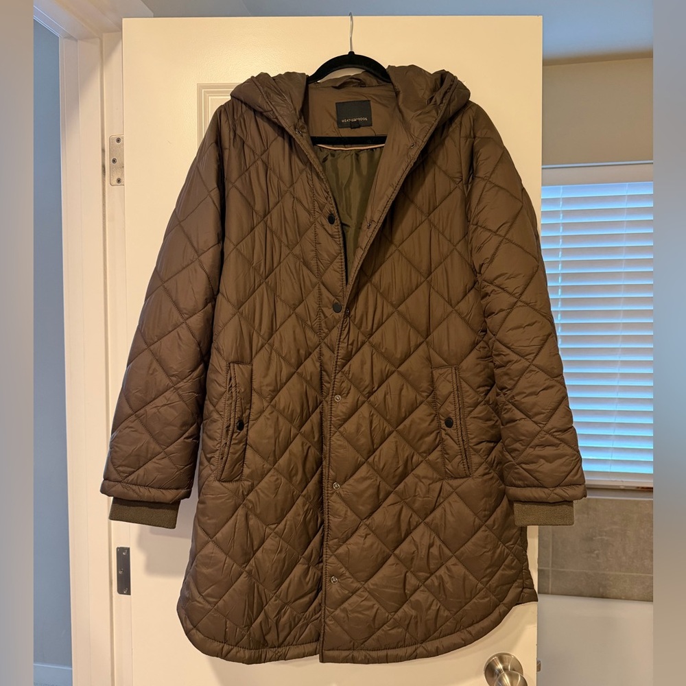 Brown Quilted Hooded Coat
